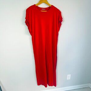 Errant Short Sleeve Maxi Dress Small Red